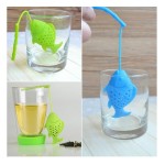 Tea filter, infuser, fish form, orange color